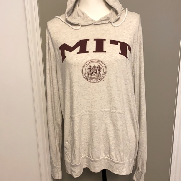 MIT Lightweight Hoodie Grey/Maroon Size Large - Picture 2 of 7